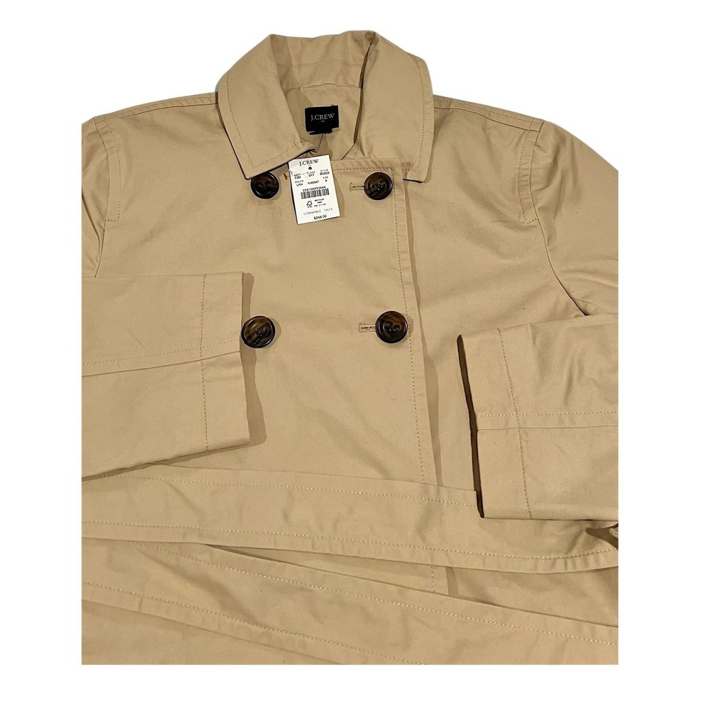 NWT J.Crew Classic Trench Coat Light Khaki Tan Women's 4 - Picture 5 of 16